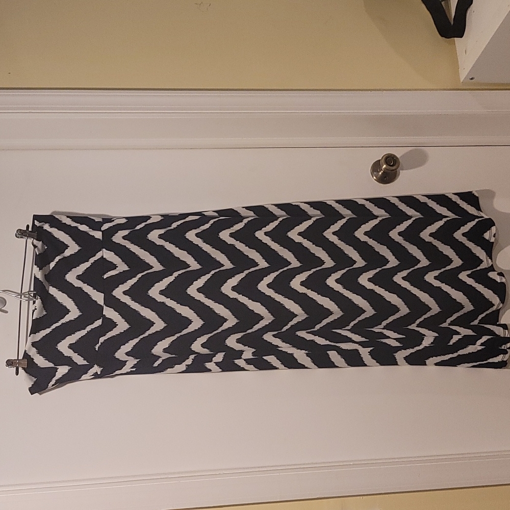 Navy and white striped skirt